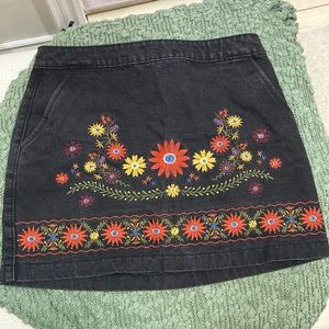 Forever 21 embroidered denim skirt